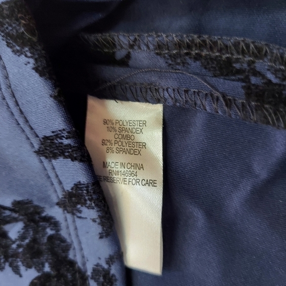 Amanda Lane Womens Blue and Black Floral Striped A-Line Dress Size 10 Cocktail - Picture 11 of 13